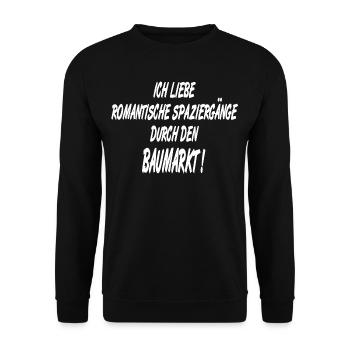 Baumarkt Romantik, Handwerker Heimwerker Spruch - Unisex Pullover - Schwarz - Vorne - Alina (178cm) & Michal (187cm)