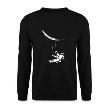 Astronaut Schaukel Mond, Raumfahrt Space Weltraum - Unisex Pullover - Schwarz - Vorne - Alina (178cm) & Michal (187cm)