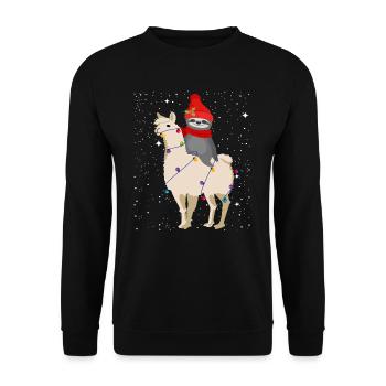 Christmas Llama Sloth, Sloth Funny Gift - Unisex Sweatshirt - black - Front - Alina (178cm) & Michal (187cm)