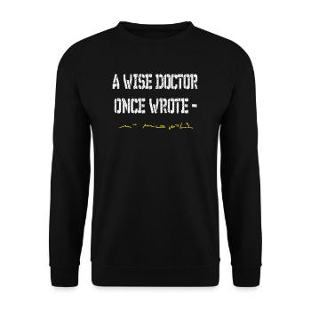 Arzt, Ärztin Humor Doktor ,wice doctor Schrift FUN - Unisex Pullover - Schwarz - Vorne - Alina (178cm) & Michal (187cm)