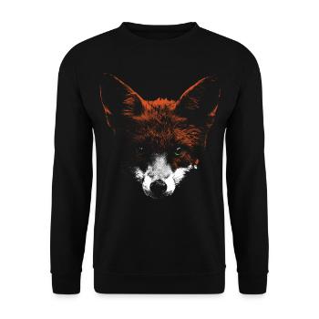Fuchs Kopf mit weißer Schnauze - Unisex Pullover - Schwarz - Vorne - Alina (178cm) & Michal (187cm)
