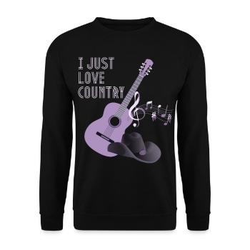 Country Music Spruch, Country Gitarre - Unisex Pullover - Schwarz - Vorne - Alina (178cm) & Michal (187cm)