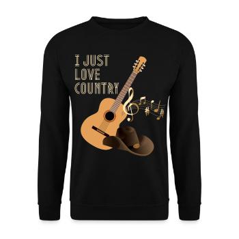 Country Music Spruch, Country Gitarre - Unisex Pullover - Schwarz - Vorne - Alina (178cm) & Michal (187cm)