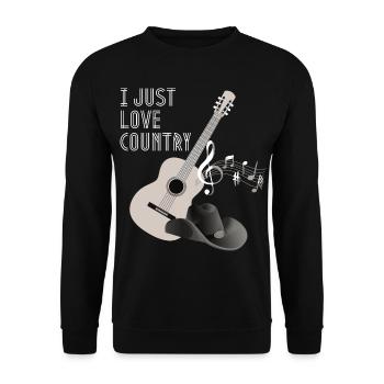 Country Music Spruch, Country Gitarre - Unisex Pullover - Schwarz - Vorne - Alina (178cm) & Michal (187cm)
