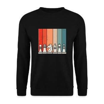 Chess, Chess Pieces Chess Game Retro Sport - Unisex Sweatshirt - black - Front - Alina (178cm) & Michal (187cm)