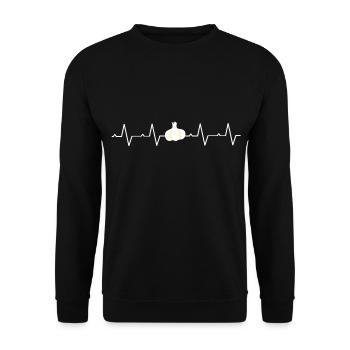 Kochen Knoblauch Knoblauchzehe Grillen Küche - Unisex Pullover - Schwarz - Vorne - Alina (178cm) & Michal (187cm)