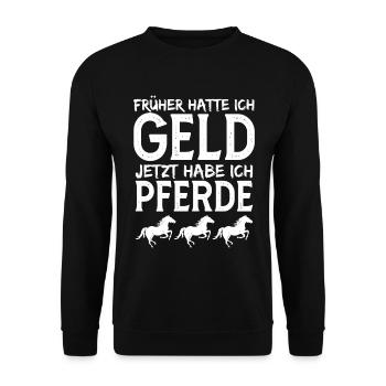 Pferde Reiten Reitsport Springreiten Dressurreiten - Unisex Pullover - Schwarz - Vorne - Alina (178cm) & Michal (187cm)