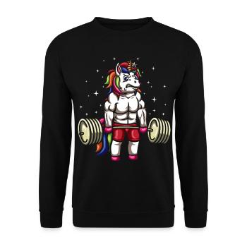 Licorne Haltérophile - Sweat-shirt Unisexe - noir - Devant - Alina (178cm) & Michal (187cm)