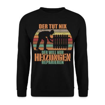 Il ne fait rien, il veut juste réparer le chauffage - Sweat-shirt Unisexe - noir - Devant - Alina (178cm) & Michal (187cm)
