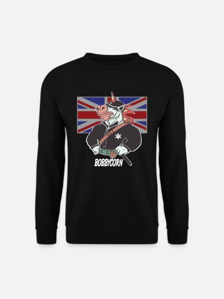 Bobbycorn, Einhorn England Bobby Polizist London - Unisex Pullover - Schwarz