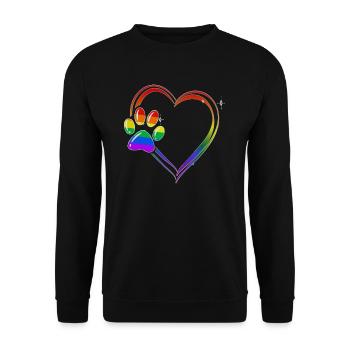 Pfote Hunde Herz Hundeliebhaber, Hund Regenbogen - Unisex Pullover - Schwarz - Vorne - Alina (178cm) & Michal (187cm)