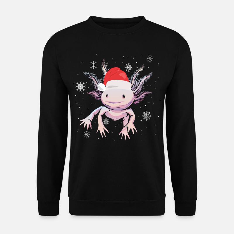 Frohe Weihnachten, Tiere, Xmas, Amphibien, Axolotl - Unisex Pullover - Schwarz
