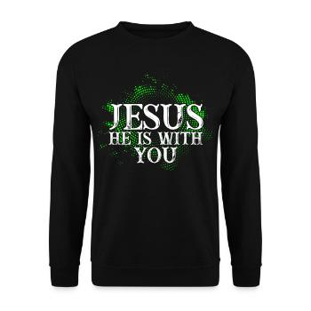 Jésus-Christ est avec vous - Motif chrétien - Sweat-shirt Unisexe - noir - Devant - Alina (178cm) & Michal (187cm)