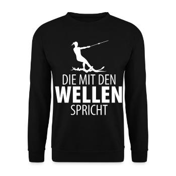 Wasserskier Wasserski Wasserskifahrer Damen Mutter - Unisex Pullover - Schwarz - Vorne - Alina (178cm) & Michal (187cm)