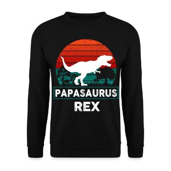 Papasaurus Rex Humor Dinosaur Trex - Unisex Sweatshirt - black - Front - Alina (178cm) & Michal (187cm)