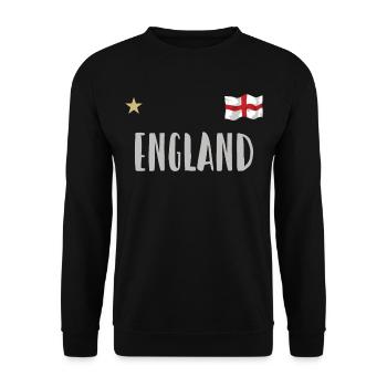 England Fußball Trikot Englische Flagge - Unisex Pullover - Schwarz - Vorne - Alina (178cm) & Michal (187cm)