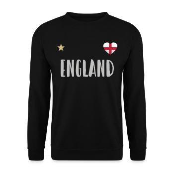 England Fußball Trikot Englische Flagge - Unisex Pullover - Schwarz - Vorne - Alina (178cm) & Michal (187cm)