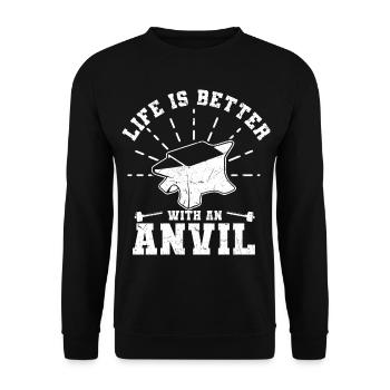 Anvil Blacksmith | Craft Metal Worker Gift Idea - Unisex Sweatshirt - black - Front - Alina (178cm) & Michal (187cm)