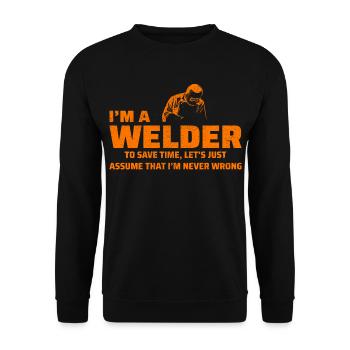 Welding Welder Metal Construction Ironworker - Unisex Sweatshirt - black - Front - Alina (178cm) & Michal (187cm)