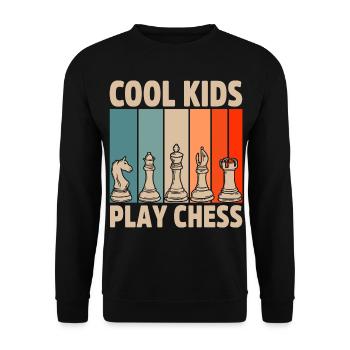 Schach Geschenkidee für Schachspieler Schachmatt - Unisex Pullover - Schwarz - Vorne - Alina (178cm) & Michal (187cm)