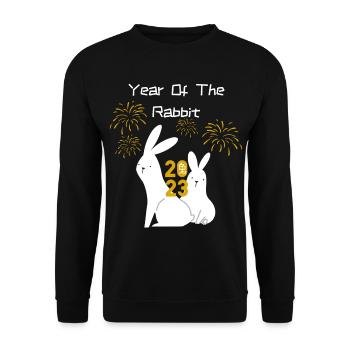 Année du Lapin - Chemise du Nouvel An chinois - Sweat-shirt Unisexe - noir - Devant - Alina (178cm) & Michal (187cm)