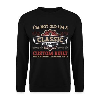 Classique Décembre 1987 - Cadeau de 35e anniversaire - Sweat-shirt Unisexe - noir - Devant - Alina (178cm) & Michal (187cm)