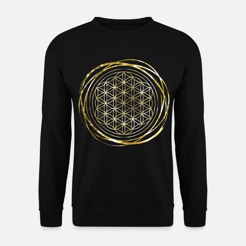 Blume des Lebens gold - Unisex Pullover - Schwarz