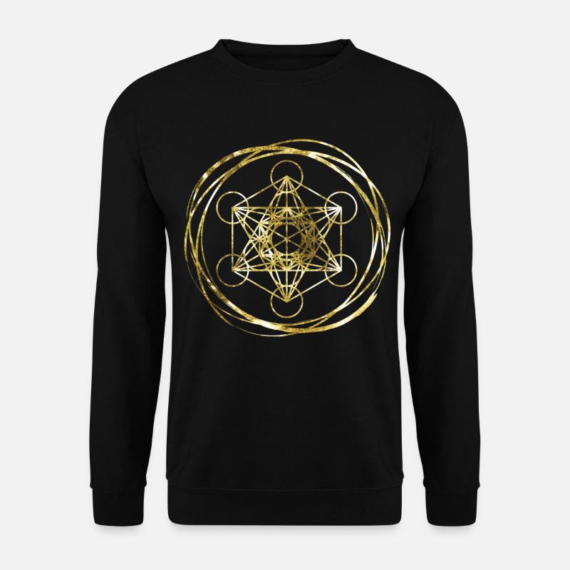 Metatrons Cube Gold Sacred Geometry - Unisex Sweatshirt - black