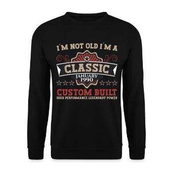 Né le 33 janvier 1990 Homme cadeau - Sweat-shirt Unisexe - noir - Devant - Alina (178cm) & Michal (187cm)