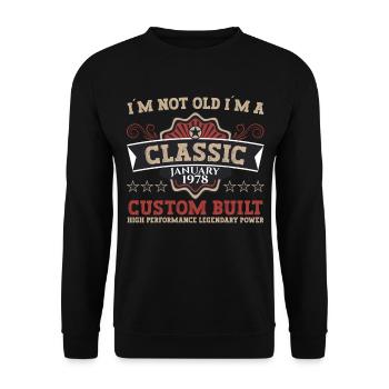 Born 1978 January 45th birthday gift man - Unisex Sweatshirt - black - Front - Alina (178cm) & Michal (187cm)