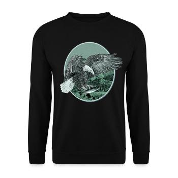 Eagle Eagle Motif Bald Eagle Hunting Fishing - Unisex Sweatshirt - black - Front - Alina (178cm) & Michal (187cm)