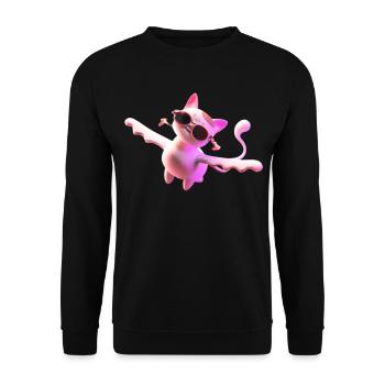 flying cat creature with sunglasses - Unisex Sweatshirt - black - Front - Alina (178cm) & Michal (187cm)