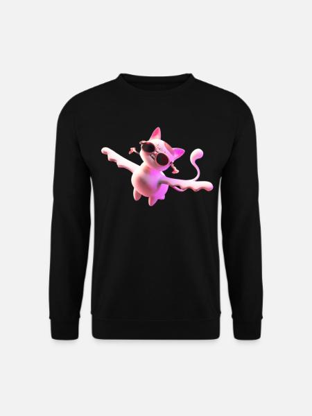flying cat creature with sunglasses - Unisex Sweatshirt - black