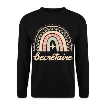 Cadeau Secrétaire. Boho Rainbow secrétaire. - Sweat-shirt Unisexe - noir - Devant - Alina (178cm) & Michal (187cm)