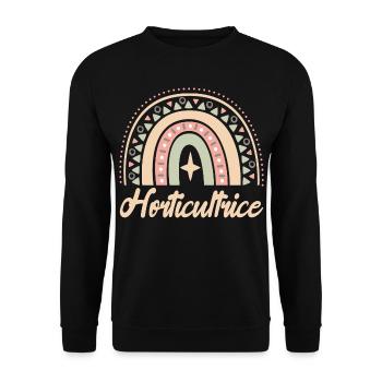 Cadeau Horticultrice. Boho Rainbow horticultrice. - Sweat-shirt Unisexe - noir - Devant - Alina (178cm) & Michal (187cm)