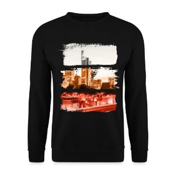 Frankfurt Vintage Retro Deutschland Stadt Skyline - Unisex Pullover - Schwarz - Vorne - Alina (178cm) & Michal (187cm)