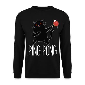 Table Tennis Katze Pingpong Black Cat Outfit - Sweat-shirt Unisexe - noir - Devant - Alina (178cm) & Michal (187cm)