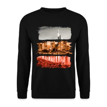 Frankfurt Vintage Retro Deutschland Stadt Skyline - Unisex Pullover - Schwarz - Vorne - Alina (178cm) & Michal (187cm)