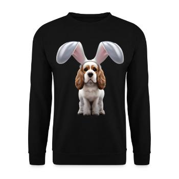 English Cocker Spaniel mit Hasenohren - Unisex Pullover - Schwarz - Vorne - Alina (178cm) & Michal (187cm)