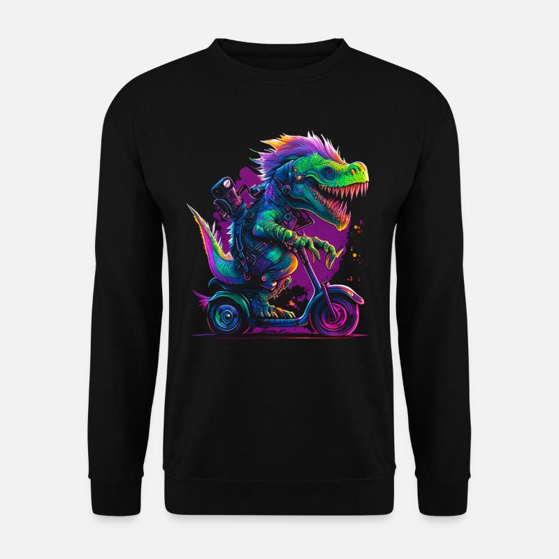Punk-Dino auf Tour: Das ultimative Abenteuer-Shirt - Unisex Pullover - Schwarz