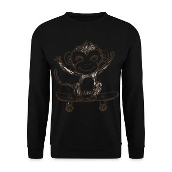 Monkey on skateboard - Unisex Sweatshirt - black - Front - Alina (178cm) & Michal (187cm)