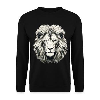 Lion Lion Head Black & White Drawn Art - Unisex Sweatshirt - black - Front - Alina (178cm) & Michal (187cm)