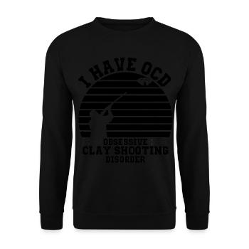 Tontaubenschießen Sprüche | Skeet Hobby Geschenke - Unisex Pullover - Schwarz - Vorne - Alina (178cm) & Michal (187cm)