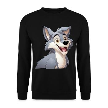 Wolf Laughs Cartoon Comic Wolf Head Wolves Cute - Unisex Sweatshirt - black - Front - Alina (178cm) & Michal (187cm)