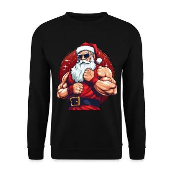 Bad Santa Santa Christmas Muscular Cool - Unisex Sweatshirt - black - Front - Alina (178cm) & Michal (187cm)