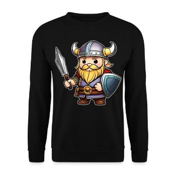 Cute Viking with Sword - Unisex Sweatshirt - black - Front - Alina (178cm) & Michal (187cm)