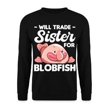 Blobfisch | Fische Aquaristik Blobfische Geschenke - Unisex Pullover - Schwarz - Vorne - Alina (178cm) & Michal (187cm)