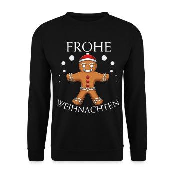 Lebkuchenmann - Lebkuchen Weihnachten Geschenk - Unisex Pullover - Schwarz - Vorne - Alina (178cm) & Michal (187cm)