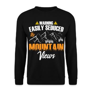 Warning: Easily Seduced by Mountain Views. - Unisex Sweatshirt - black - Front - Alina (178cm) & Michal (187cm)