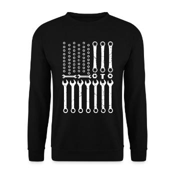 Mechanic Flag American, Car Mechanic - Unisex Sweatshirt - black - Front - Alina (178cm) & Michal (187cm)
